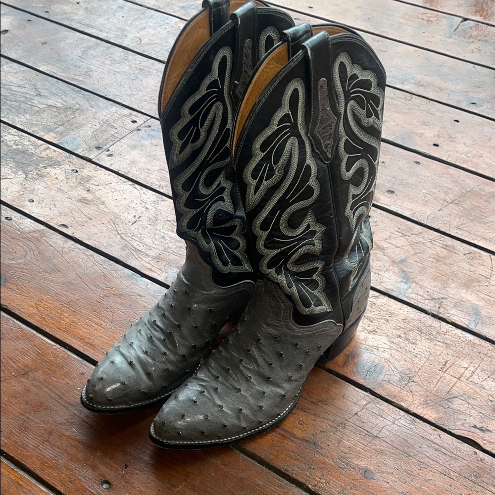 Men's el Dorado Gray Ostrich Western Boots